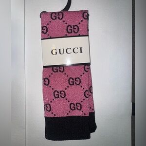 🧦Fashion Pink and Black GG Logo Crew Socks